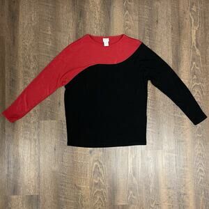 Travelers by Chico’s Slinky Knit Black and Red Top Women's 00 (XS/2) - EUC!